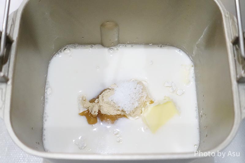 パナソニックホームベーカリーで作る「乃が美」食パンの材料の写真